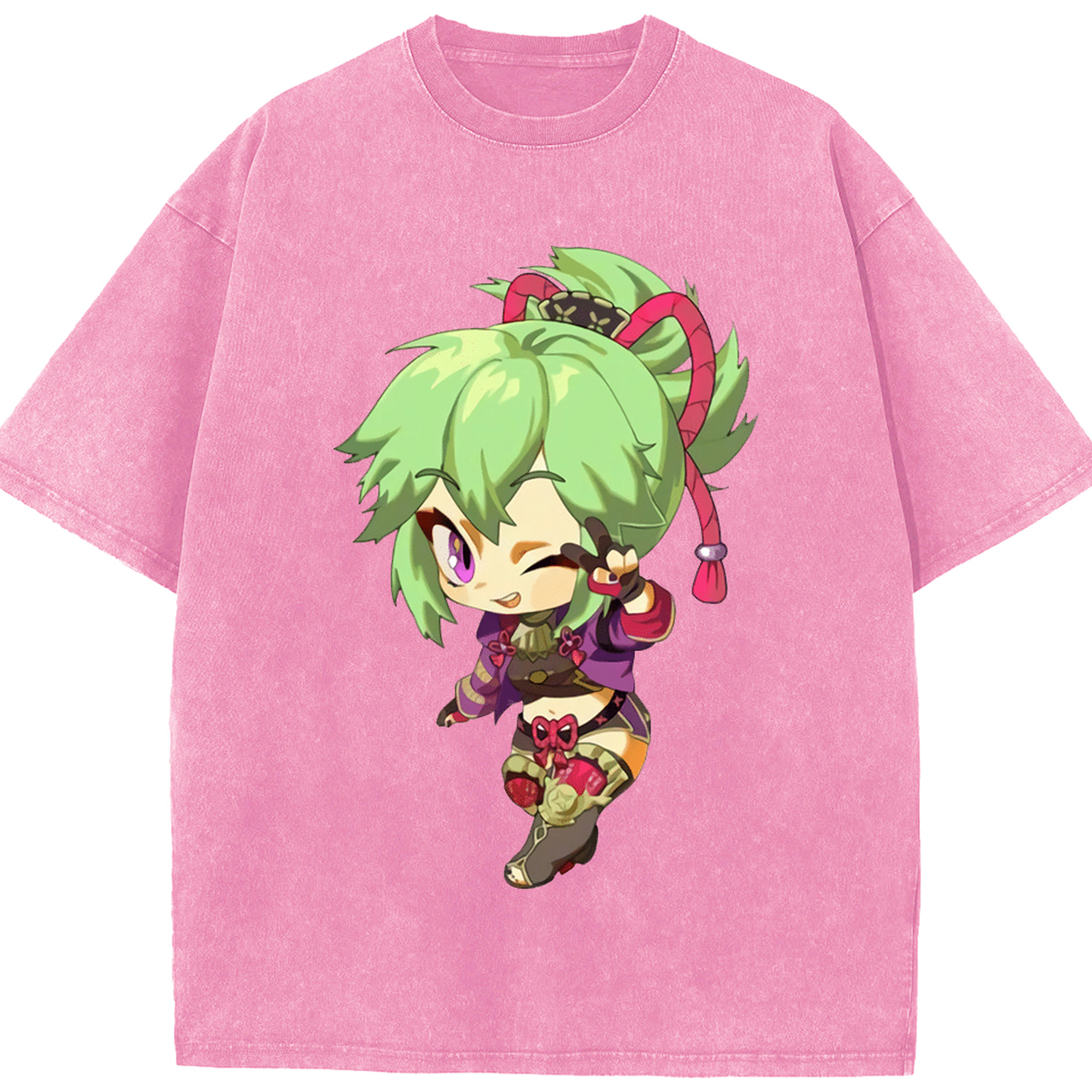 げんし神  久岐忍 くき しのぶ genshin Kuki Shinobu 綿100% ヴィンテージ風 半袖Tシャツ（フロントプリント）